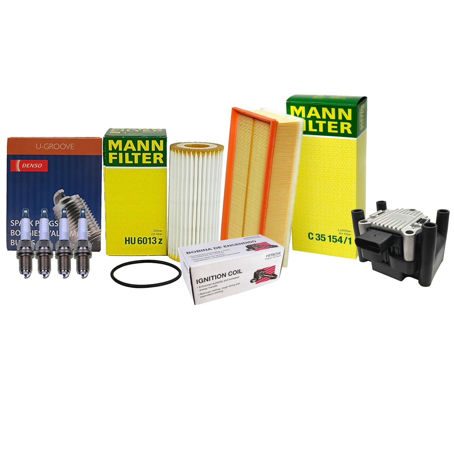Mann Filters Hitachi Coil Denso 4 UGroove Conv Spark Plug Tune Up Kit For Jetta