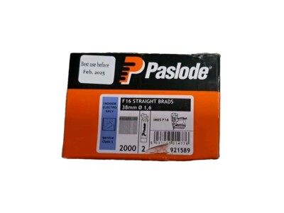 Paslode 921589 1,6 x 38mm Galv Brad Fuel Pack 2000 Box + 2 Brennstoffzellen F16 IM65