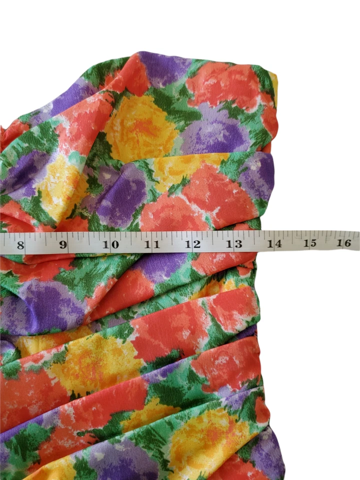 VTG Scarlett Nite Womens Cocktail Dress SZ 9/10 Modern 4/6 Peplum Floral 1980s - Image 3 of 4