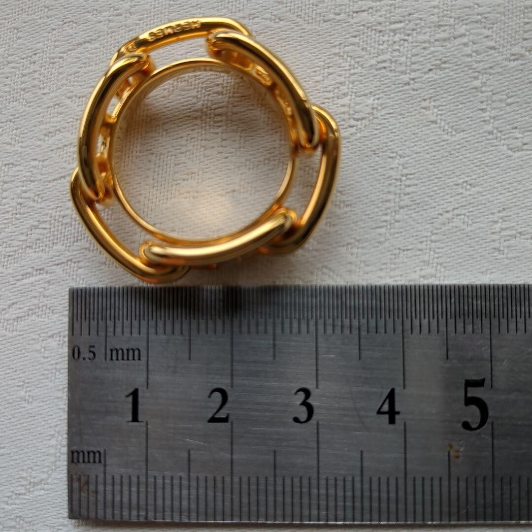 HERMES Regate 90 Scarf Ring Palladium Plated Gold Authentic