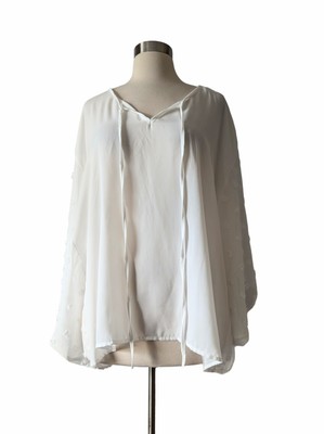 NWT ANDREE BY UNIT Top Blouse White Dolman Sleeve Blouse Texture Boho  M/L