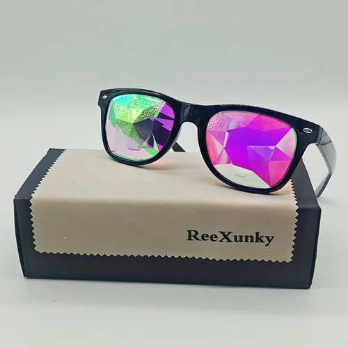 Square Kaleidoscope Glasses Rainbow EDM Rave Light Diffraction Festival Eyewear - Afbeelding 1 van 17