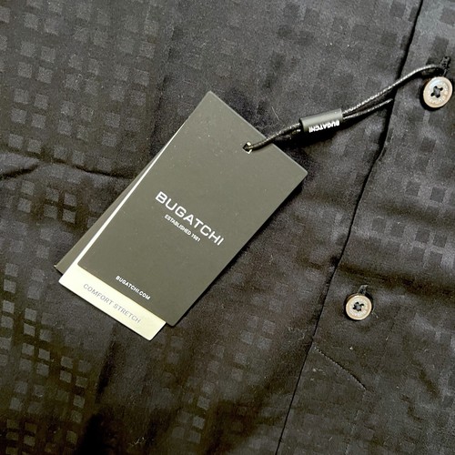 Bugatchi Textured Button Down Shirt Geometric Black NWT $179 Size 15.5x34/35 - Picture 5 of 10