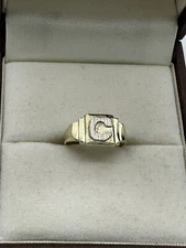 10k Yellow Gold Initial "C” Kids Child Ring Letter C Size 1 Pinky