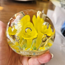 Mid Century Hand Blown Controlled Bubbles Paperweight