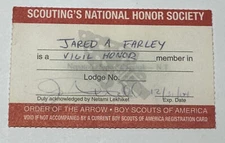 Boy Scout OA Membership Card Lodge 209 Netopalis Sipo Schipinachk Texas 2004 RC6