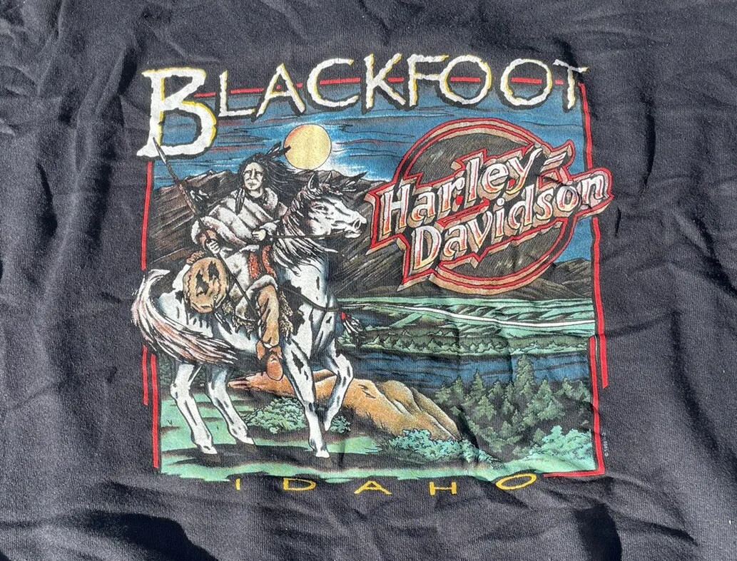 vintage harley davidson Full Zip Hoodie Blackfoot 1998 Idaho | eBay