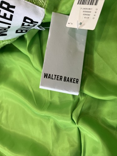 Walter Baker Tweed Blazer Jacket Woman’s LG Lime Green Fray Edge Cropped NWT - Picture 10 of 10