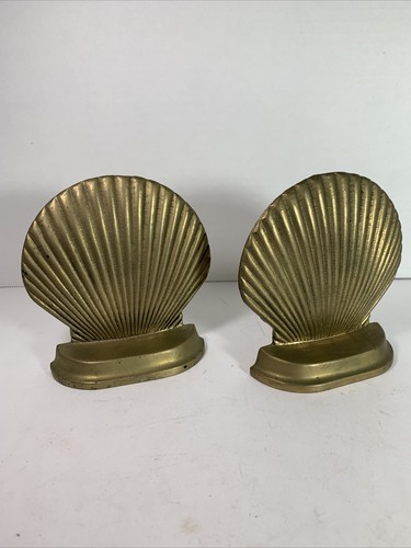 VTG Clam Shell Bookends R.O.C. Brass Coastal Grandma Cottage MCM Nautical - 第 1/13 張圖片