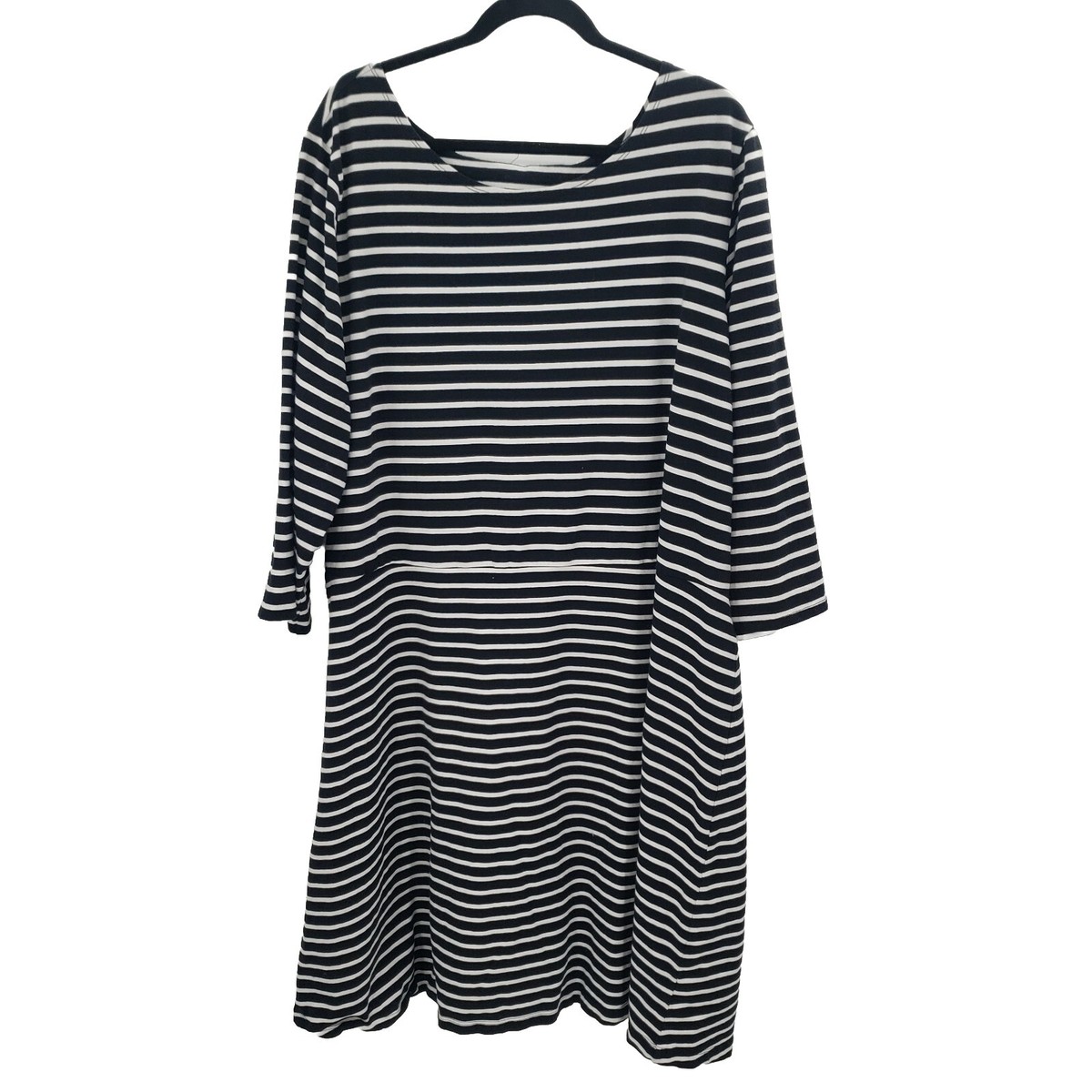 old navy black and white striped dress Loose Vintage Striped Slub-Knit T-Shirt Shift Dress