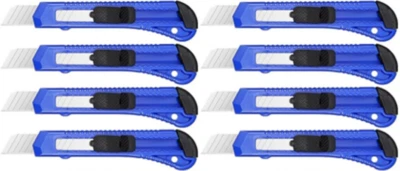 8 Safety Box Cutter Utility Knife Tool Retractable Snap Off Razor Blade BLUE