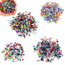 10/20/30pc Mixed Color Ear Nose Lip Eyebrow Belly Universal Piercing Jewelry Set