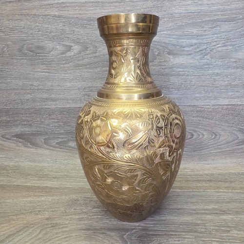Jarrón antiguo original dorado plata pájaro Oriente Medio flor grabado a mano 10,5 - Imagen 5 de 15