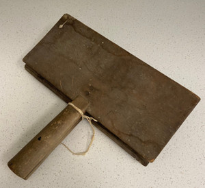 VTG Handmade Pair Curved Wooden Wool Carders with Handles Tufts of Wool Attached