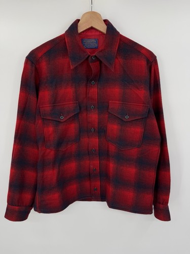 Vintage Pendleton Virgin Wool Shadow Plaid Flannel Field Shirt USA Made Size 15 - Picture 2 of 6