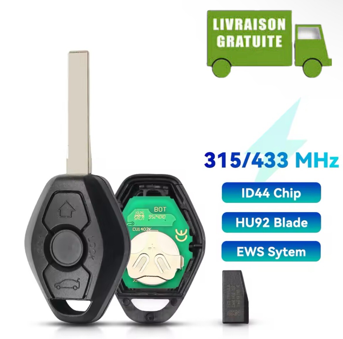 Clé télécommande BMW X3 X5 fréquence commutable 315 433Mhz puce ID44