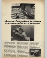 1973 Vintage Print Ad Nikon Nikkormat 35mm SLR Camera Promo Child On Slide Photo