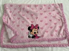Pink Minnie Mouse Hearts Plush Baby Girl Crib Blanket Kidsline 30 X 40