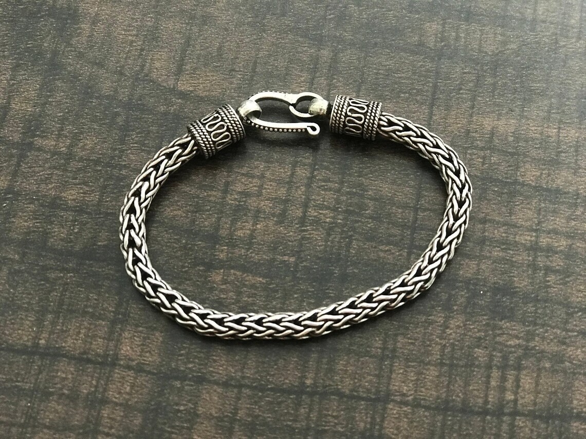 Solid 925 Sterling Silver Vintage Men's Masculine Foxtail Weave