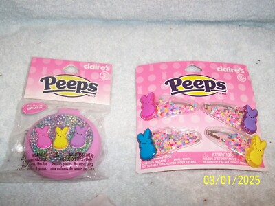 Claire's Peeps Bunny Rabbit Pop Up Brush & Confetti Barrettes New