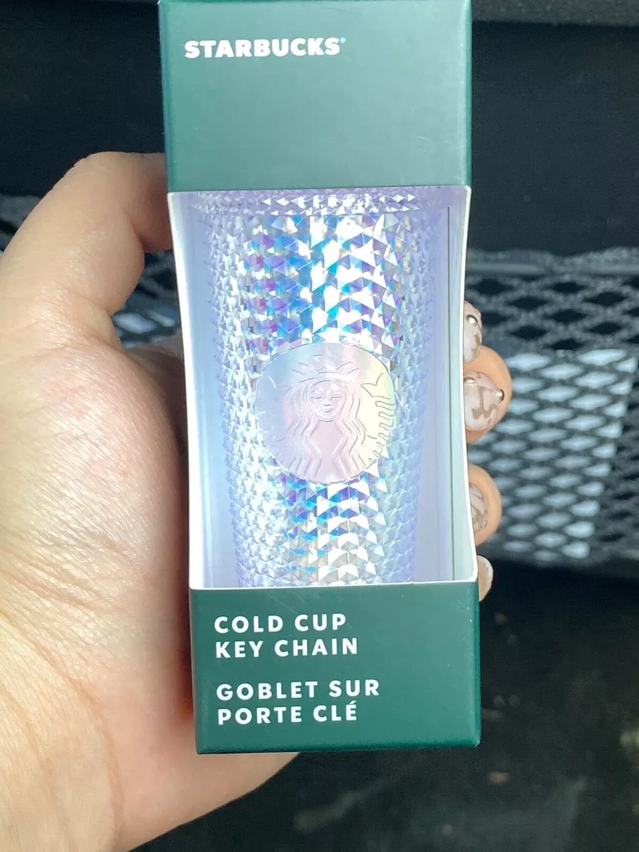 starbucks mini cold cup keychain studded unicorn iridescent