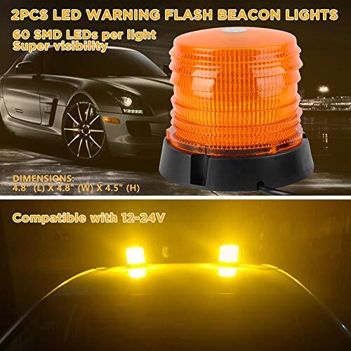 2pcs LED Warning Flash Beacon Lights, 60 LED Amber Warning Safety Flashing Strob - Picture 6 of 6