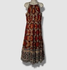  661 Badgley Mischka Women's Brown Halter Sleeveless Midi A-Line Dress Size 16