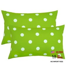 Outdoor Lumbar Pillow Covers Set of 2, 20" x 12" Pack of 2 Green Dot