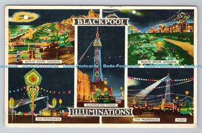 R804064 Blackpool Illuminations North Shore Gardens Valentine Valchrome 1953 Mul