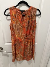 Ralph Lauren Petite Dress Split Neck Chiffon Sleeveless Paisley Blouson Size 4P