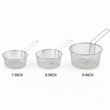 Image of Chip Pan Fryer Baskets Stainless Steel Deep Frying Wire Round 7'' 8'' 9'