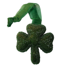 Beaded Green Irish Shamrock Clover Door Hanging Decoration St. Patrick's Day