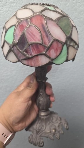 Dale Tiffany Style Multi-Color Stained Glass Candle Holder Tea Light