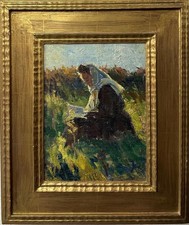 Attribuito ad Avenir Parkhomenko (russo): Signora seduta, olio su tela