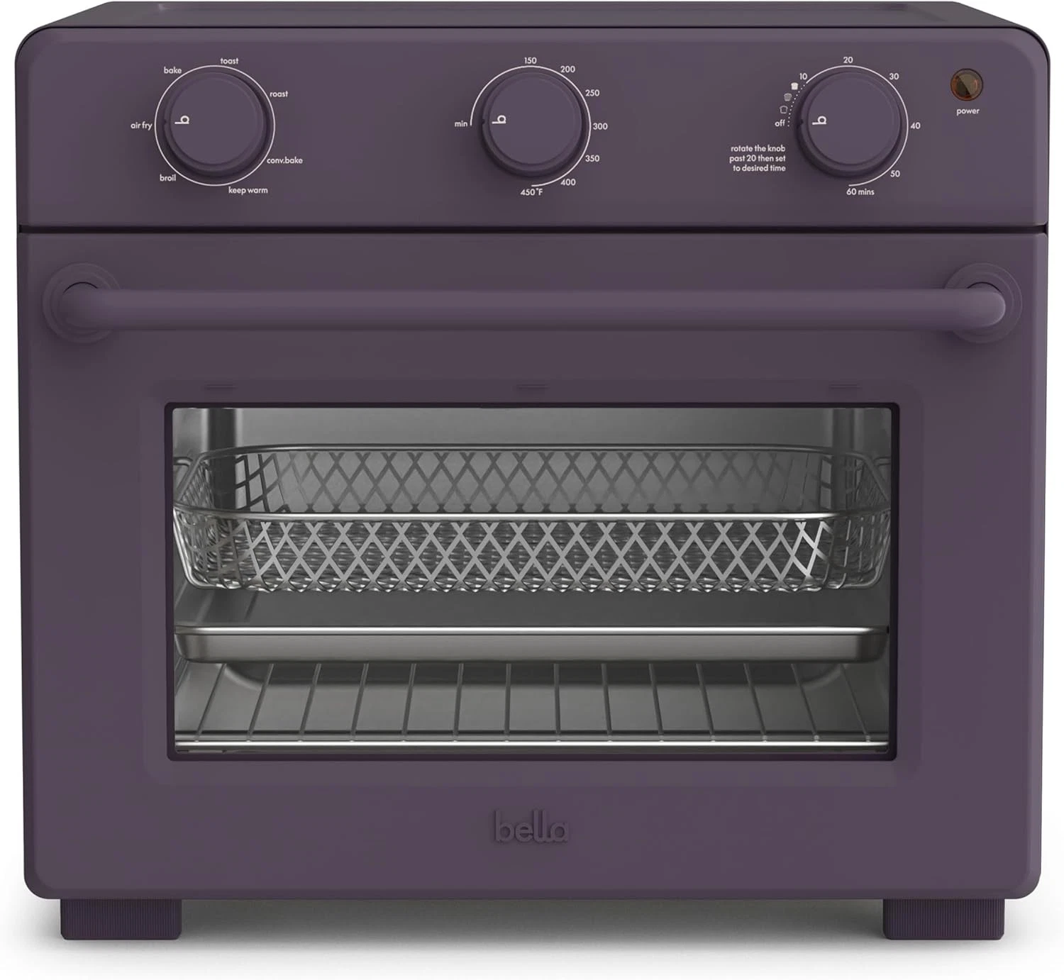 bella Air Fry Toaster Oven 7 Preset Cooking Plum