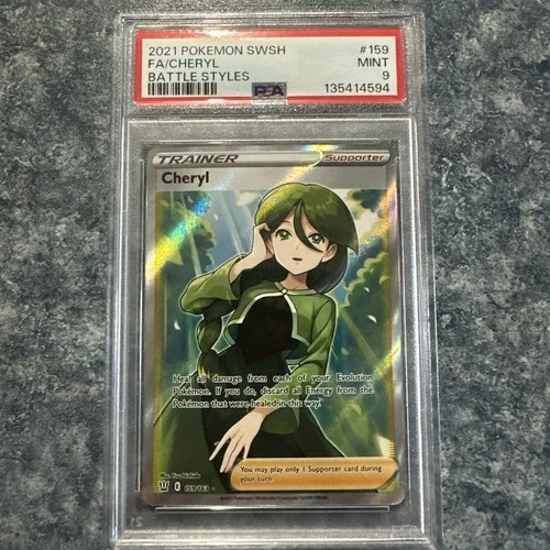 Pokémon Cheryl Full Art Battle Styles 159/163 - PSA 9