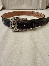 Justin Men  s Ranch Star Concho Black Leather Belt- Sz 36