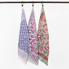 Set Of 3 Handmade Designer Printed Cotton Bandana Skin Friendly Square Scarfs