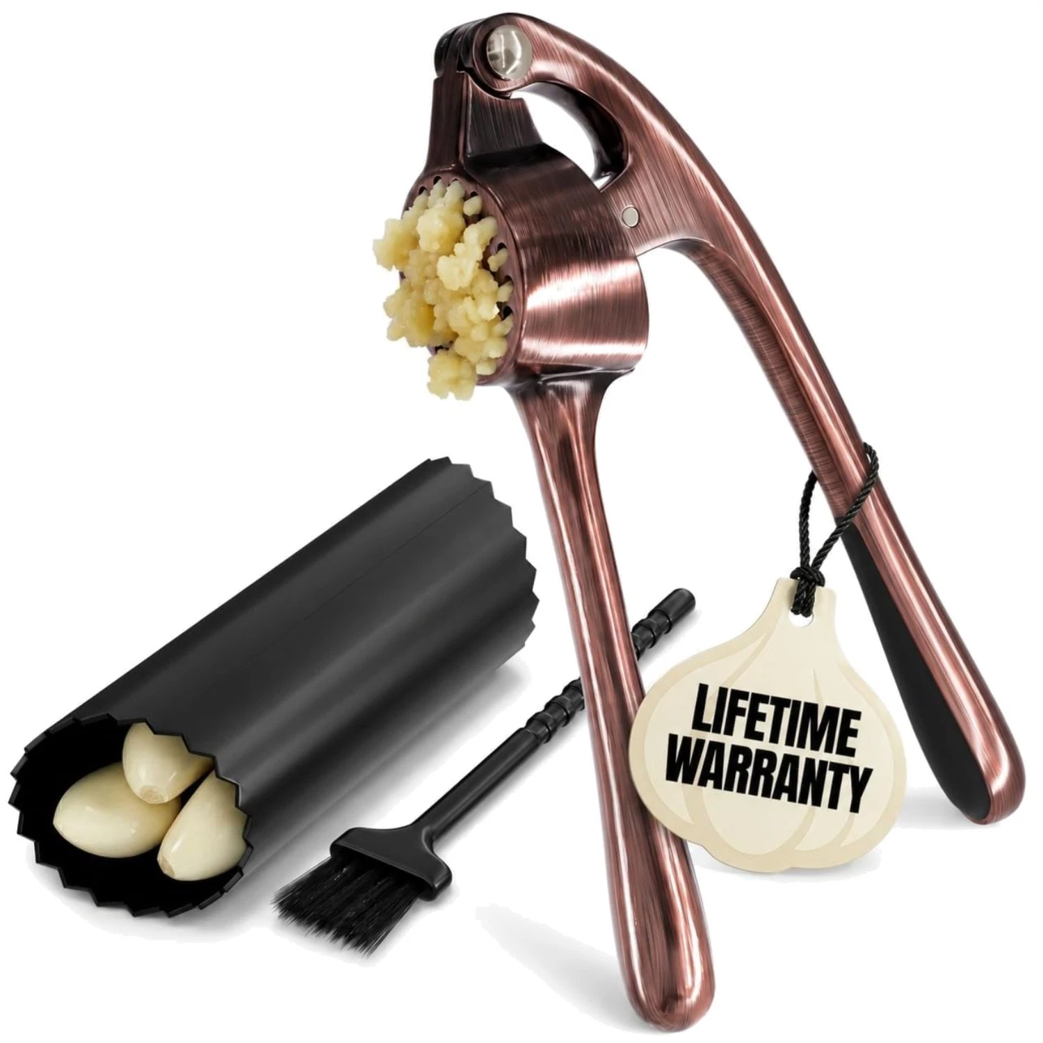 Easy-Clean Garlic Press Set - Silicone Peeler Included