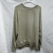ZARA Olive Green Crew Neck Pullover Sweatshirt L Cotton