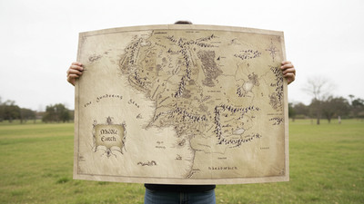 Middle Earth World Map Poster | Fantasy Map Wall Art Decor