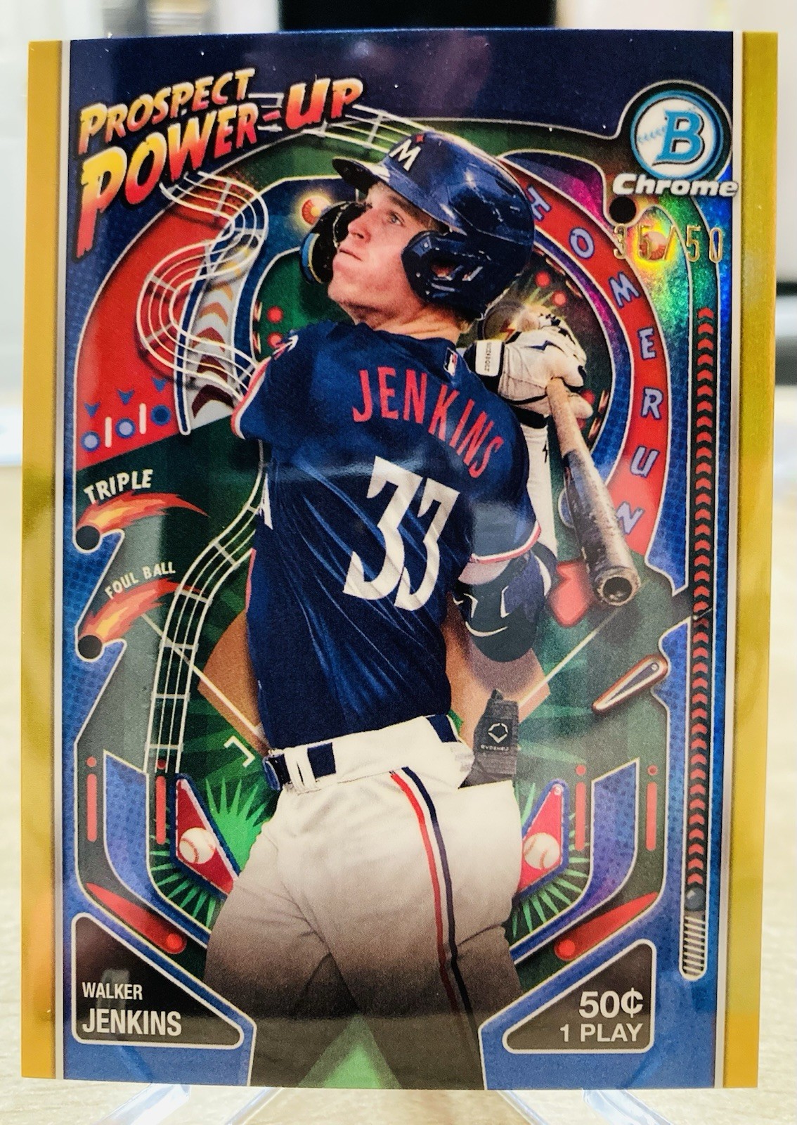 2024 Bowman Chrome Walker Jenkins RC /50 Gold Refractor Power Up Twins Rookie