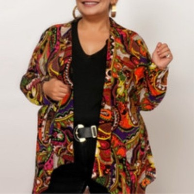 Chic Red and Orange Blouse Top