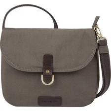 $120 New Travelon Anti-Theft Courier Saddle Crossbody Bag Gray