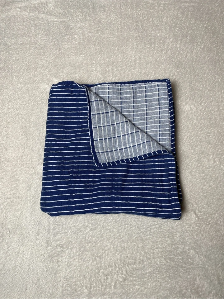 Gymboree Manta Bebé Rayas Azul Marino Blanco Envoltura Algodón Muselina Lovey 40x40" Foto 2 de 4