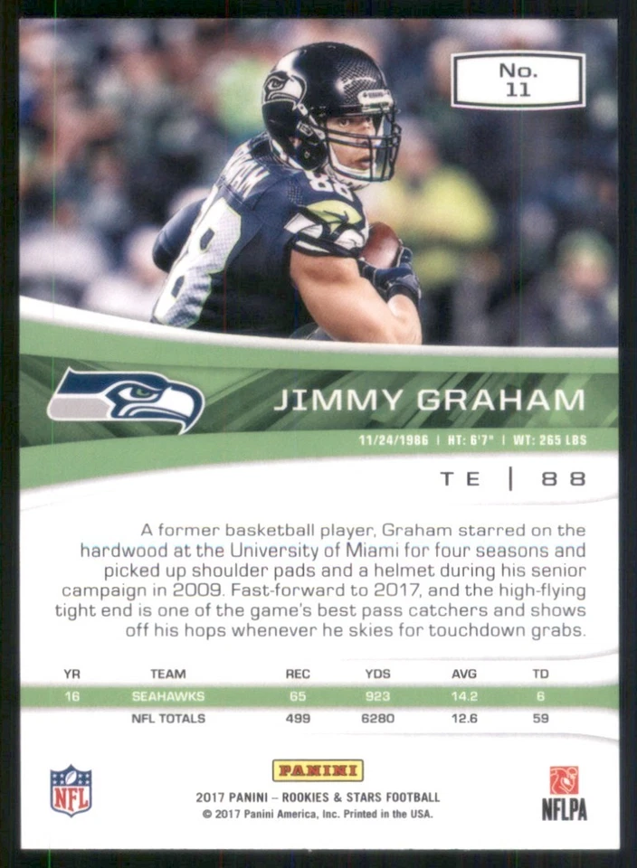 2017 Rookies & Stars #11 Jimmy Graham Seattle Seahawks 48147 - Image 2 of 2