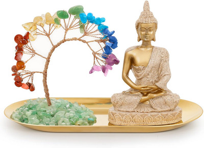 7 Chakra Crystal Tree and Buddha Statue Set, Yoga Meditation Decor, Money Tree a