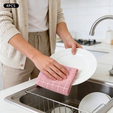 4-Piece Pink Dish Towels, 28 13in Kitchen Towels, 4-Pack 100 Cotton Towels
