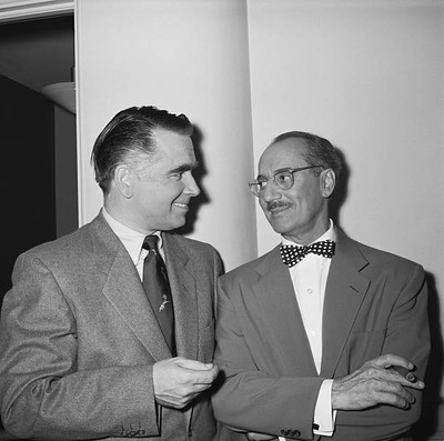 Groucho Marx smiles at an unidentified man Palm Springs California- Old Photo