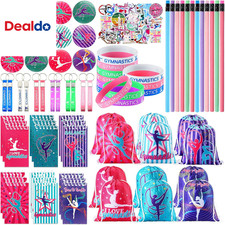 128 Pcs Gymnastics Party Favors for Girls Gymnastics Drawstring Gift Bags Sticke